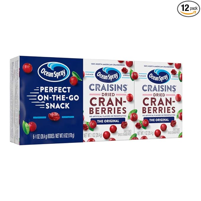 Ocean Spray Craisins Dried Cranberries Original Brick Pack 1 Ounce (Pack of 12)
