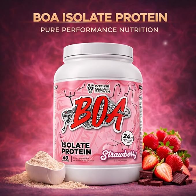 BOA Isolate Protein with Vitamin B6 and Zinc - Low-Sodium Whey Protein Isolate 24g of Protein per Scoop - (Strawberry - 40 Servings)
