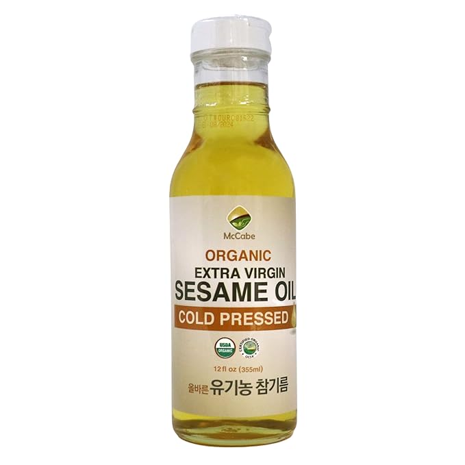 McCabe Organic Extra Virgin Sesame Oil - Cold Pressed Sesame Oil | Rich with Fiber &amp Minerals | USDA and CCOF Certified | Packed in USA | 12 fl oz