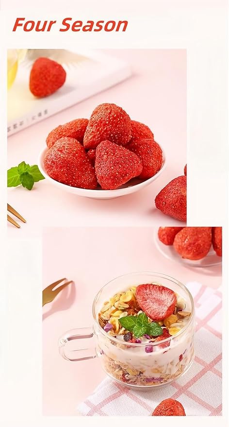 Sweet Post Freeze Dried Whole Strawberry - Crunchy Fruit Chips Snack - Dehydrated Strawberry - Fresh and Natural - Perfect for Snacking Salad and Yogurt 草莓脆 8 OZ