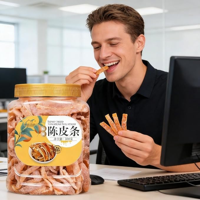 Honey dried tangerine peel strips 300g canned preserved fruit sweet and sour taste leisure instant snack suitable for making tea
