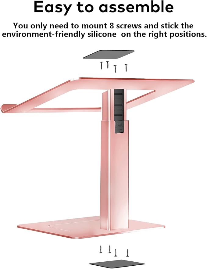 Laptop Stand for Desk Ergonomic Aluminum Laptop Stand Adjustable Height from 7-15 Sitting and Standing Laptop Riser for 10-17 Notebook