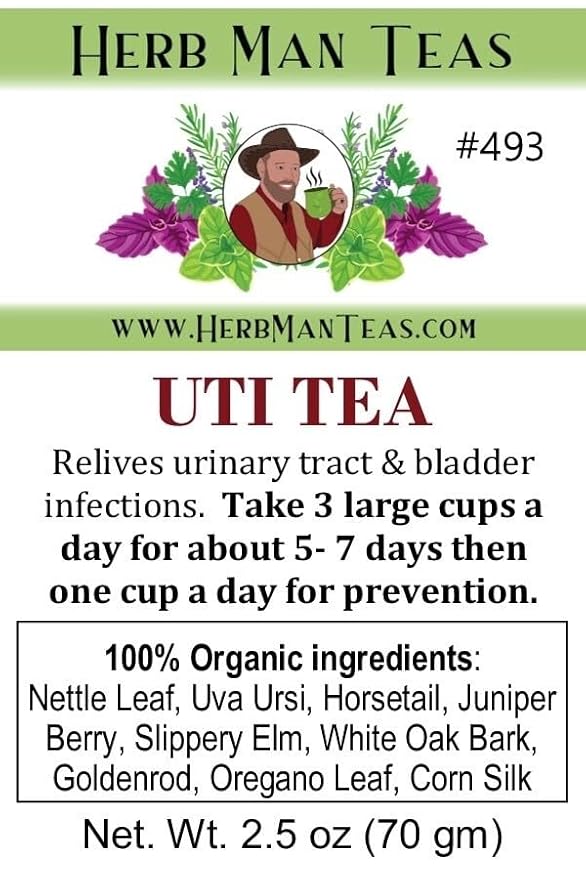 UTI TEA - Disinfects bladder kidneys urinary tract quickly formulated by master herbalist Khabir – 100% Organic Non-GMO No Additives