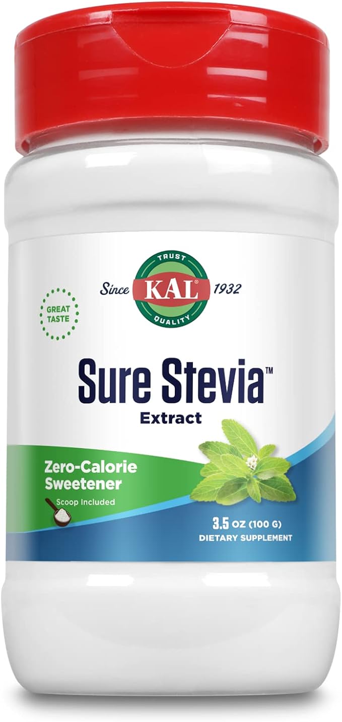 KAL Sure Stevia Extract Powder Low Carb Plant Based Stevia Sweetener Great Taste Zero Calories Zero Sugar Low Glycemic &amp Perfect for a Keto Diet 60-Day Guarantee Approx. 1820 Servings 3.5