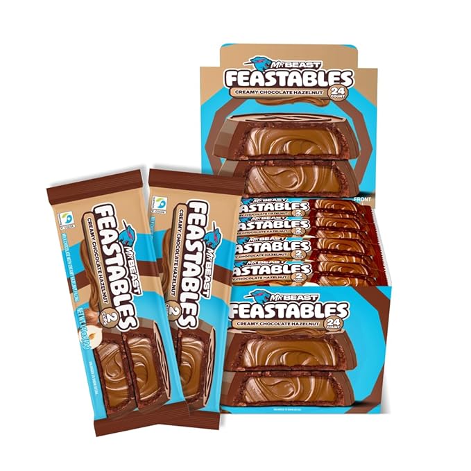 MrBeast Feastables Hazelnut Cups 24 Count Milk Chocolate with Creamy Hazelnut Filling 2-Cup Packs Fairtrade Cocoa