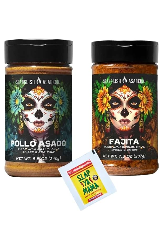 Mexican Traditional Seasoning Mix Asadero-Style Spice Blend for Chicken Beef Pork and Vegetables with Bonus Slap Ya Mama Seasoning Packet (7.3 oz Pollo Asado/Fajita)