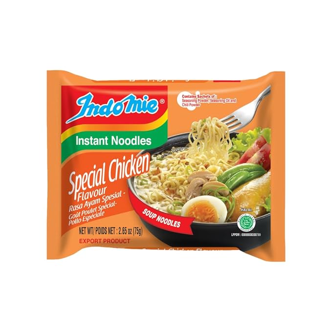Indomie Mi Goreng Instant Stir Fry Noodles Halal Certified 30 Original &amp 30 Special Chicken Flavor (Pack of 60)