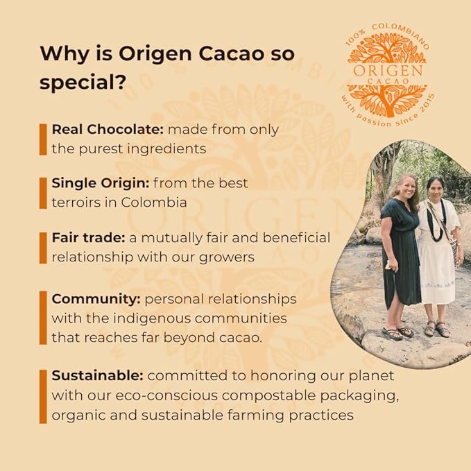 Origen Ceremonial Cacao – 100% Natural Ceremonial Grade Cacao – Unsweetened &amp Anti Oxidant Pure SuperFood – Indigenous Criollo from the Arhuaco Tribe – Vegan Gluten-free – 16 oz Block