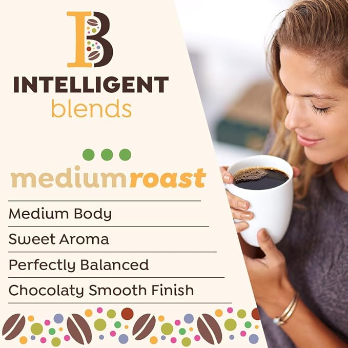 Intelligent Blends Medium Dark Roast Coffee Pods 100 ct Single Serve Pods – 100% Arabica Coffee Compatible with Keurig K Cups Maker
