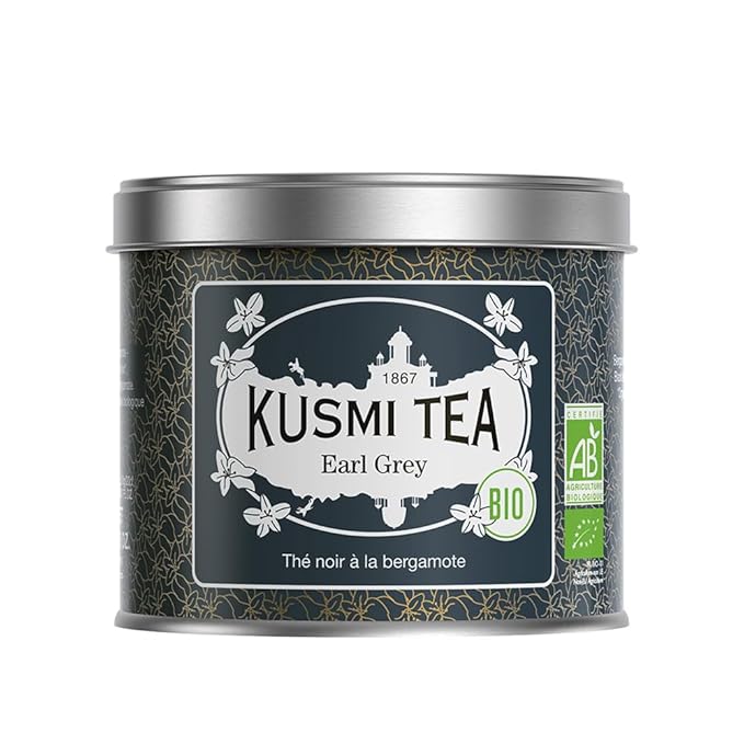 Kusmi Tea - Earl Grey - Organic Earl Grey Black Tea - Flavored with Italian Bergamot Essential Oil - Strong Robust Caffeinated Tea - Loose Leaves - Tin Box of 3.5 oz