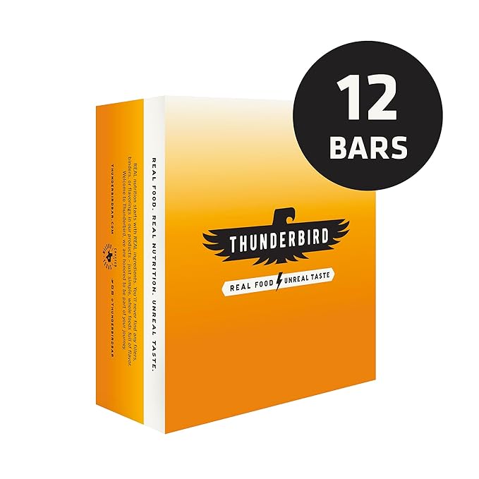 Thunderbird Bars Energy Snack Gluten-Free with Protein Healthy Real Food Vegan Non-GMO No Added Sugar (12 Count 1.7 oz. Bars) (Crunchy Peanut Butter)