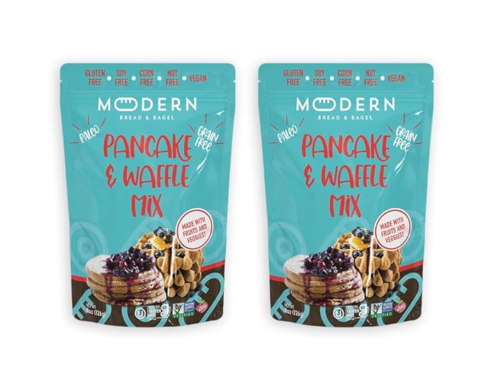 Modern Bread &amp Bagel Grain-Free &amp Gluten-Free Pancake &amp Waffle Mix | Paleo Pancake &amp Waffle | Certified Gluten Free | Nut Free | Non-GMO | Vegan Friendly | Kosher - 8oz. (Pack of 2)
