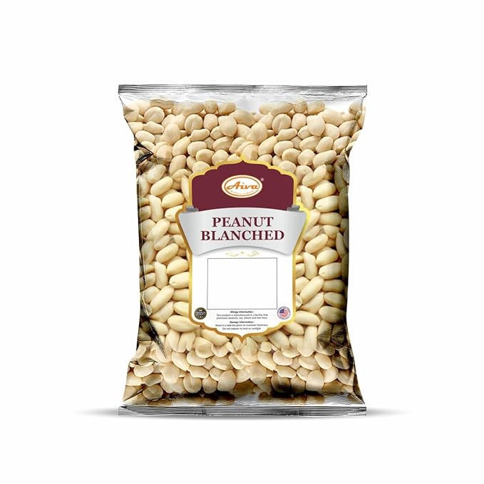 Aiva Blanched Peanuts Skinless Blanched Raw Uncooked Gourmet Quality Nut USA Grown 5 LB