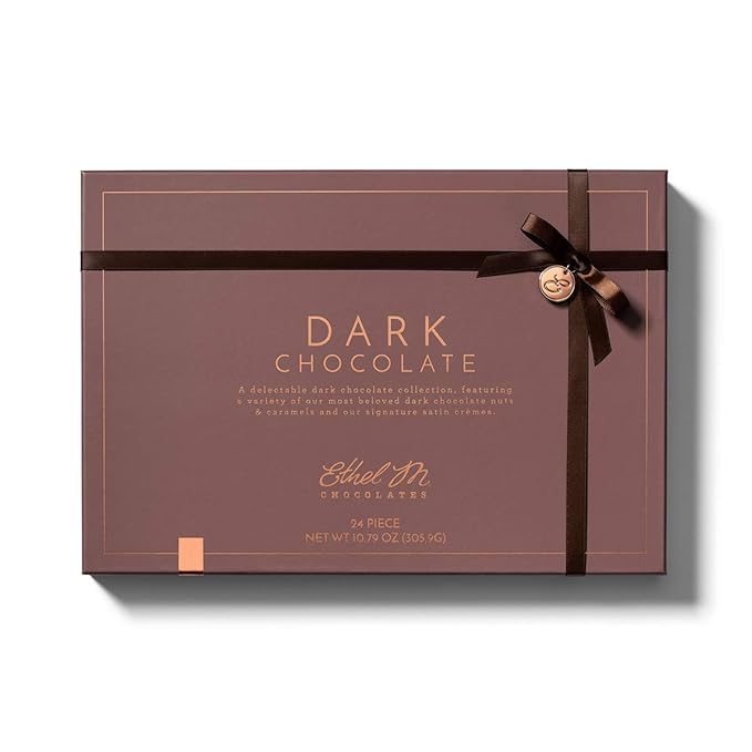 Ethel M Chocolates 24 Piece Premium Dark Chocolate Collection Assortment Candy Gift Box ? Exotic flavors lemon vanilla caramel and more