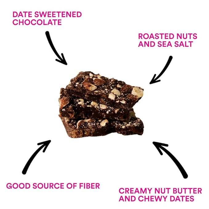 Joydays Chocolate Date Bark Variety Pack – Almond Peanut &amp Pumpkin Pecan Spice | Vegan Dark Chocolate Bark with Medjool Dates Roasted Nuts &amp Sea Salt | High Fiber Healthy Snack No added sug