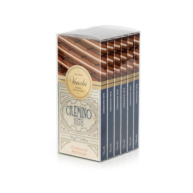 Venchi - Bundle of 6 Cremino 1878 Bar - with Milk Chocolate Gianduja Piedmont Hazelnuts 21.16oz - 3.88oz each bar - Gluten Free - Family Pack