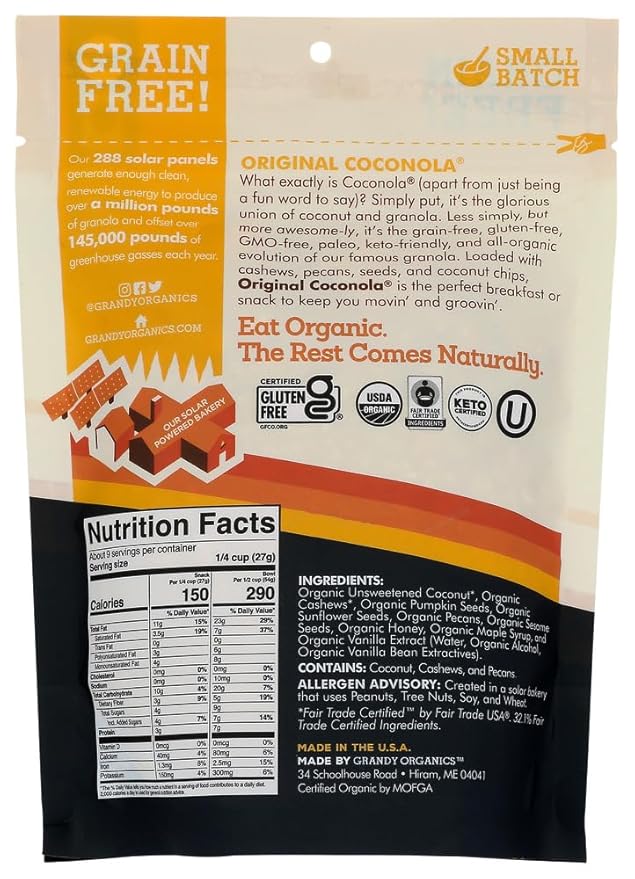 Grandy оats оrganic Granоla - оriginal Cоcоnоla - Casе оf 6-9 оz - Bulk Buy