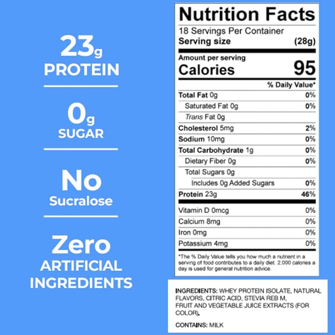 WICKED Protein Powder Clear Whey Isolate 23g Protein 95 Calories Refreshing Juice Clean Label Project Certified Gluten Free Post Workout Recovery Protein for Women and Men (Blue Raspberry)