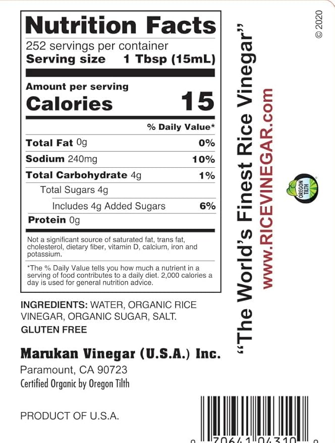 Marukan Organic Seasoned Rice Vinegar 1 Gallon (Pack of 1)
