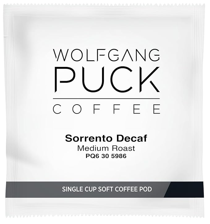Wolfgang Puck Soft Coffee Pods Sorrento Decaf 9.5 Gram 18 Count (Pack of 6)