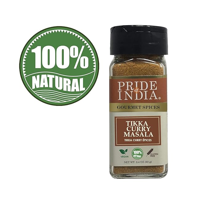 Pride of India - PACK of 6 - Tikka Curry Masala Seasoning Spice – Gourmet Curry Mix – Ideal for Vegetarian and Meat Dishes – Natural &amp GMO Free – Easy To Use - 2.4 oz. Small Dual Sifter Bottle