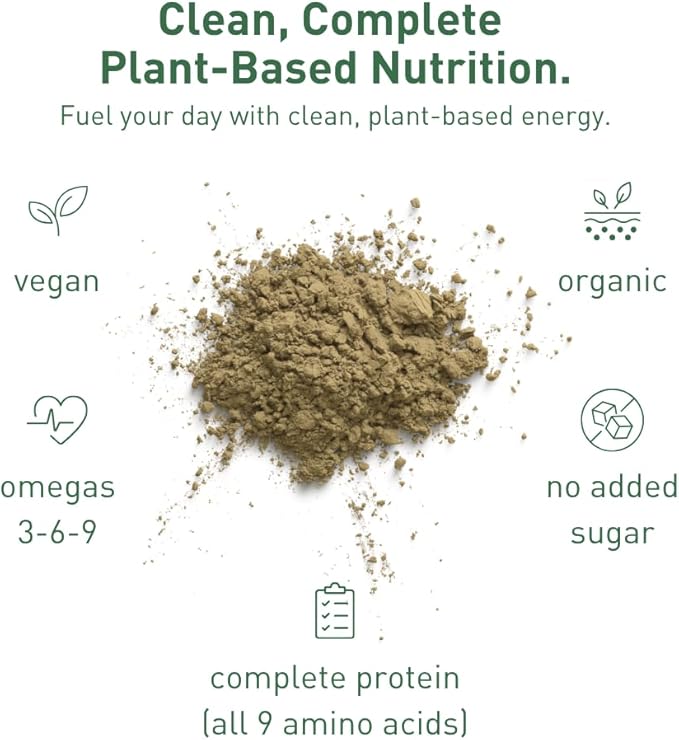 Organic Hemp Protein Powder Unflavored 40oz Value Size | Organic Vegan Protein 70%+ Concentrate Complete Amino Acids Gluten-Free No Sugar Keto Friendly Clean and Natural