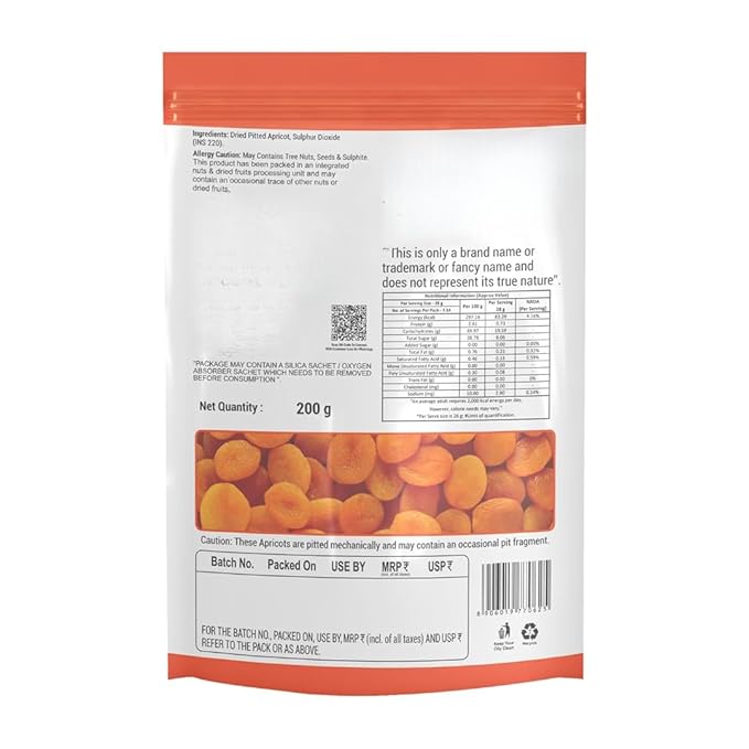 Generic Premium Turkish Apricots Gluten Free Vegan Sun Dried Apricots | Add in your Healthy Recipes - 200 gm
