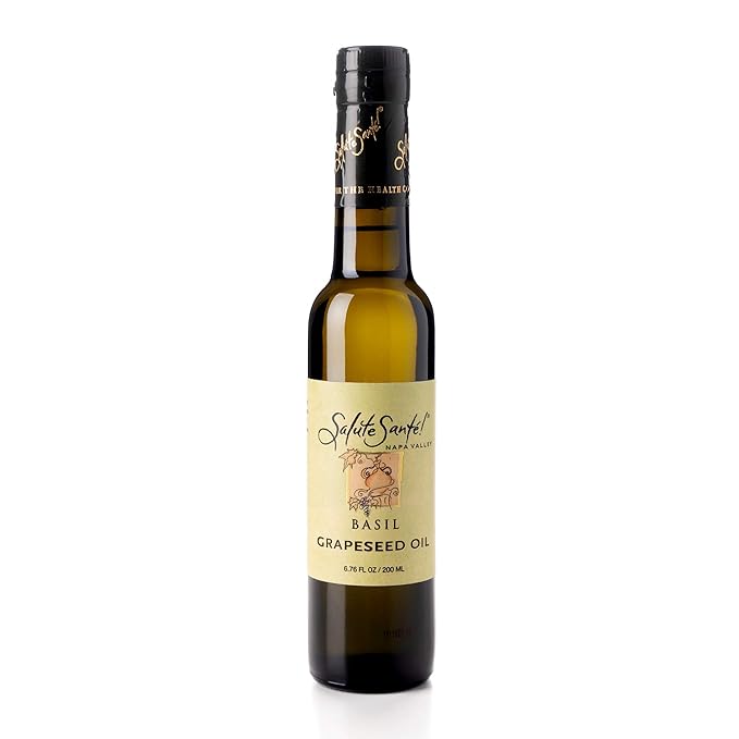 Salute Santé! Cold Pressed Food-Grade Grapeseed Oil – 200ml 6 Pack – Healthy Vegan Cooking Oil for Dipping Finishing &amp Marinades – Non-GMO Upcycled High Antioxidant Award-Winning Gourmet Oil