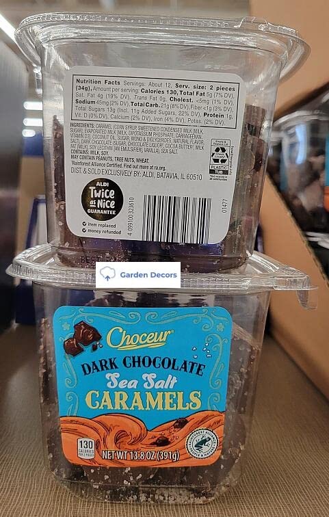 Choceur Dark Chocolate Sea Salt Caramels 13.8oz 391g (Two Tubs)