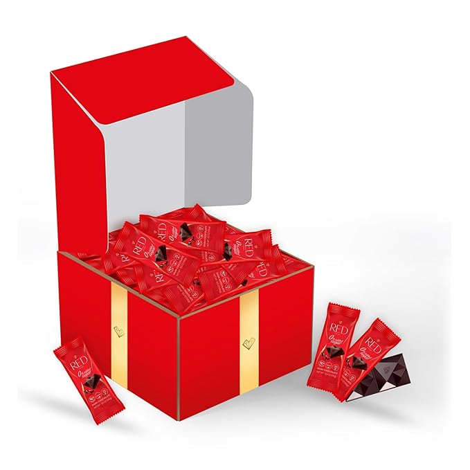RED Delight®™ 100 Piece Chocolate Gift Box (100 Piece Gift Box w/Bite Size Bars +14 Plush Bear Dark Chocolate)