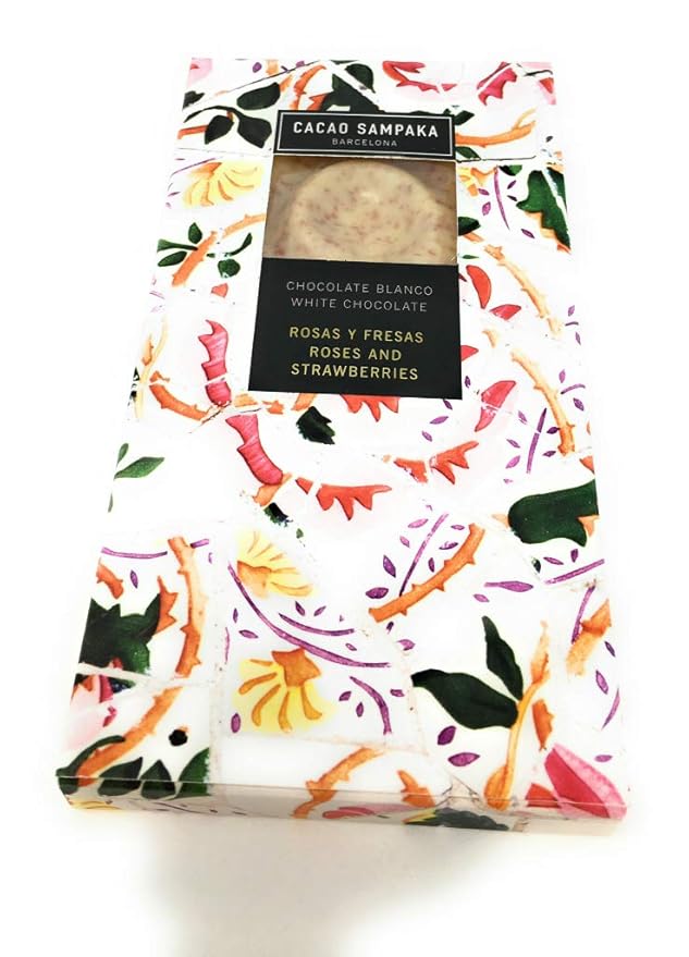 Cacao Sampaka Roses And Strawberries Chocolate Bar 2.64 Oz