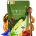 RYZE SUPERFOODS Mushroom Matcha USDA Organic with 6 Adaptogenic Mushrooms and Ceremonial-Grade Matcha for Energy Focus Digestion Immunity with Turkey Tail Shiitake Lion's Mane 30 servings