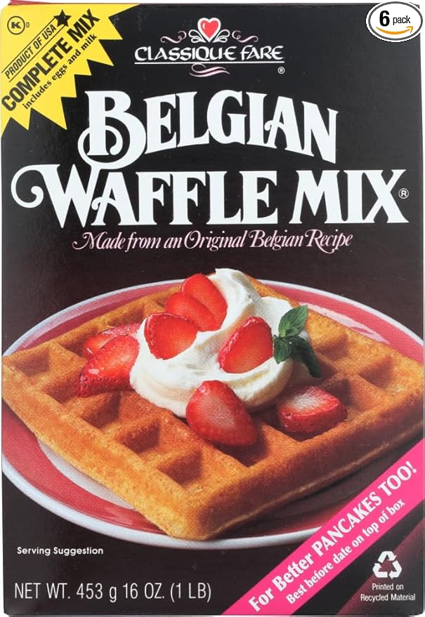 6 X Classique Belgian Waffle Mix 16-Ounce Boxes (Pack of 6)