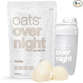 Oats Overnight Vanilla - Overnight Oats with 20g Whey Protein High Fiber Breakfast Protein Shake - Gluten Free Oatmeal Non GMO High Protein Oatmeal (2.8 oz per Meal) (8 Pack + Shaker Bottle)