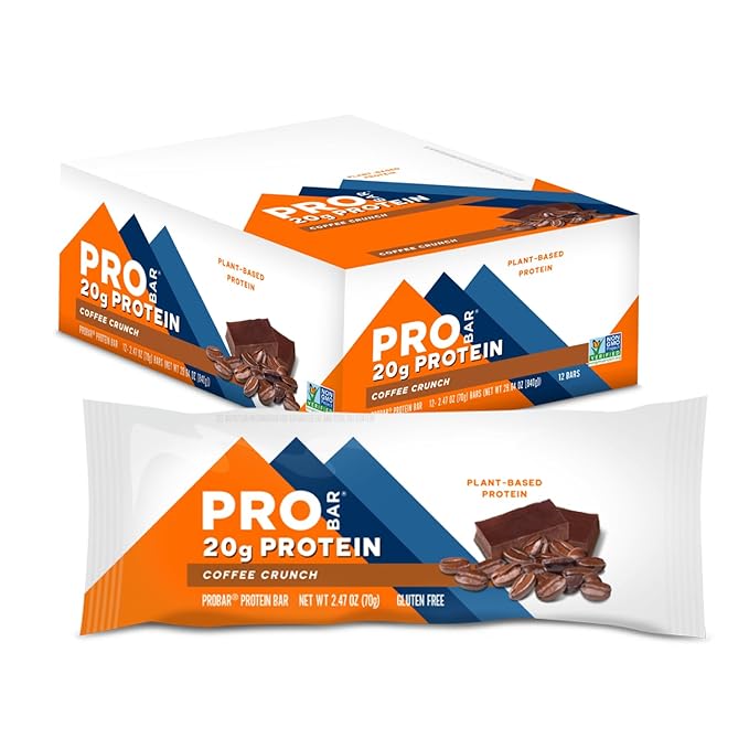 PROBAR Plant-Based Protein Bars – 20g Protein Gluten Free Non-GMO Dairy Free Vegan Snack No Sugar Alcohols Whole Food Ingredients Post Workout Energy Bar for Active Lifestyles (Coffee Crunch 12