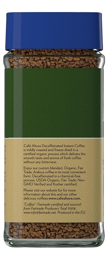 Cafe Altura Decaf Freeze Dried Instant Organic Coffee 3.53 oz Jar (Pack Of 2)