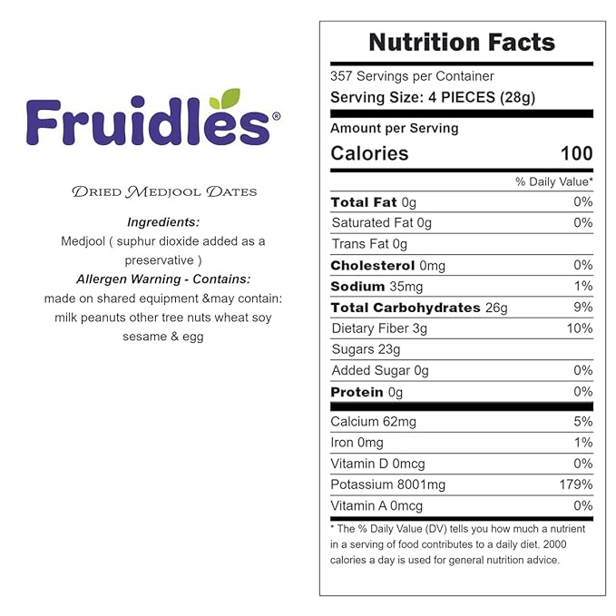 Fruidles Dried NON-GMO Chewy And Firm Dehydrated Medjool Dates (2 Pounds)