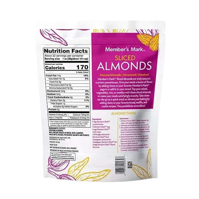 Natural Sliced California Almonds 32 Ounces (32 Ounce (1 Pack))