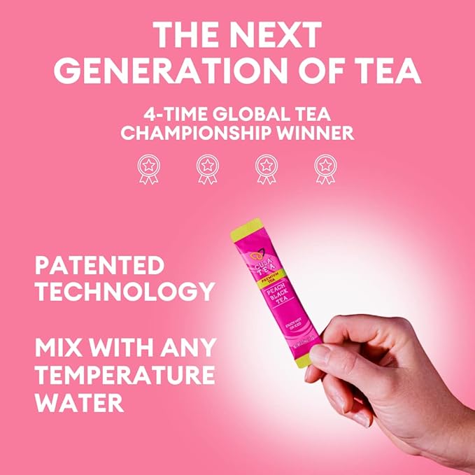 Cusa Tea &amp Coffee | Premium Instant Peach Black Tea With Real Fruit &amp Spices | Organic Leaves Drink Mix Packets | Hot or Iced Tea (10 Single Servings)