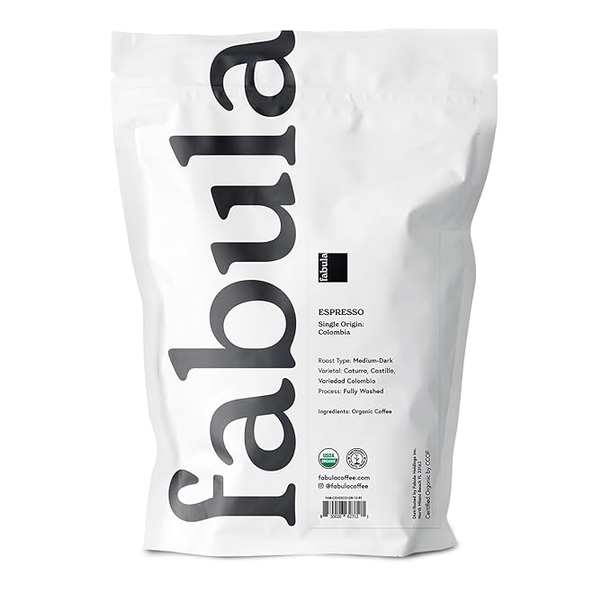 Fabula Low Acid Coffee Beans Whole Organic Espresso Coffee - Non-GMO - No Molds - Mycotoxins Pesticides Free - Single Origin Coffee - 12 Oz