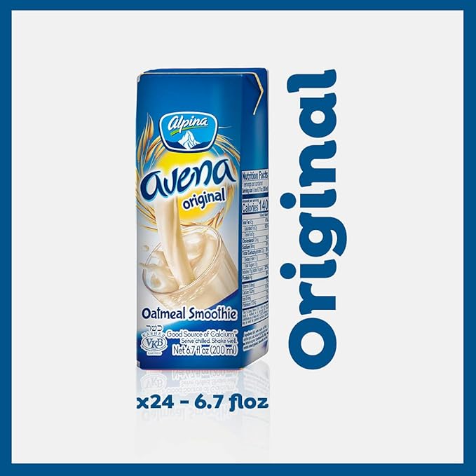 AVENA ALPINA Original Oatmeal Smoothie. 100% Organic Whole Grain Oats. Low Sugar Low Carbs Non-GMO Oats. Your Instant Oatmeal 24 Pack x 6.7 ounces each.