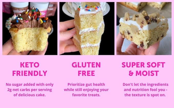 FitBake Yellow Cake Baking Mix and Chocolate Frosting | 0g to 2g Net Carbs Per Serving | Keto Friendly Low Carb Food | Naturally Sweetened Keto Snacks | Gluten Free Desserts | No Added Sugar