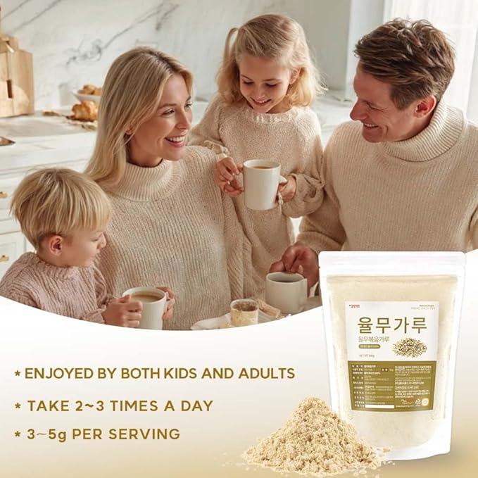 Korean Job's Tears Powder – 100% Roasted or Raw Yulmu from Korea Finely Ground No Additives Plant-Based Ingredient for Smoothies Porridge and Cooking 볶은율무가루 (10.6 oz (300g) Roasted Job's Tears)