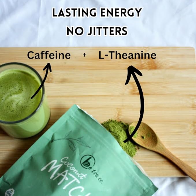 Be Tea Co. Coconut Matcha Latte | Organic Dairy-Free Latte Mix | Japanese Ceremonial Grade | Antioxidant-Rich | Vegan Drink | No Added Sugars | 24 Servings