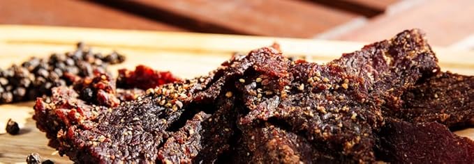 Black Pepper Grass Fed Beef Jerky - 100 Calorie Snacks Gourmet Healthy Low Carb High Protein - Keto Friendly &amp Gluten Free (3 Packs)