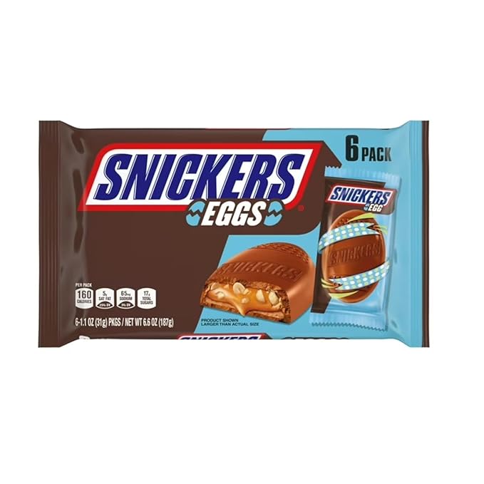 Snickers and Twix Eggs Variety Pack - Pack of 2-6 Eggs Per Pack - Classic Snickers and Twix Taste with a Twist - Perfect for Easter Baskets Individually Wrapped