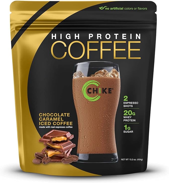Chike Chocolate Caramel High Protein Iced Coffee 20 G Protein 2 Shots Espresso 1 G Sugar Keto Friendly and Gluten Free 14 Servings (14.8 Ounce)