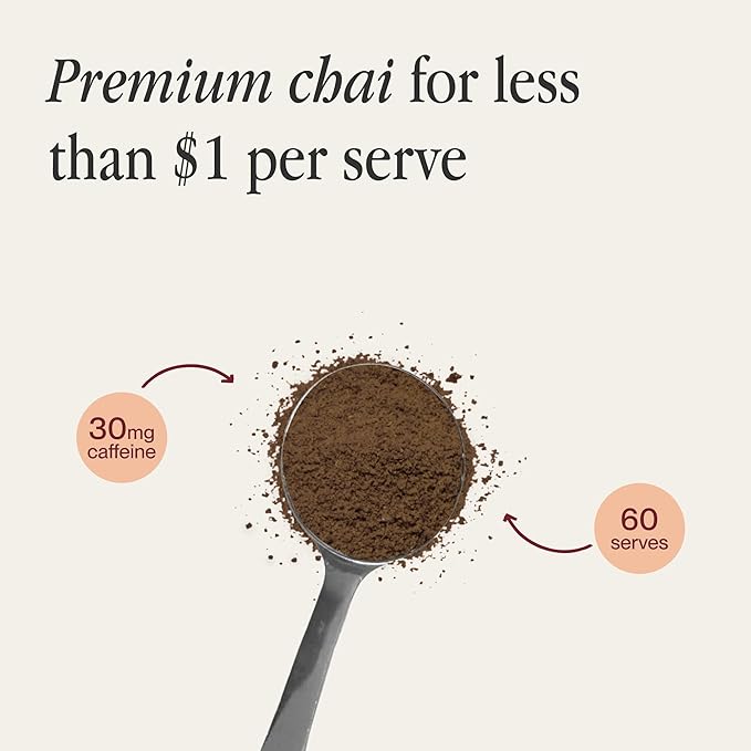 Morning Made Original Chai Latte Powder Mix | Organic Black Tea &amp Spice Blend Low-Caffeine Coffee Alternative | Sweetened Vegan Dairy-Free Gluten-Free | 10.6oz (60 Serves).
