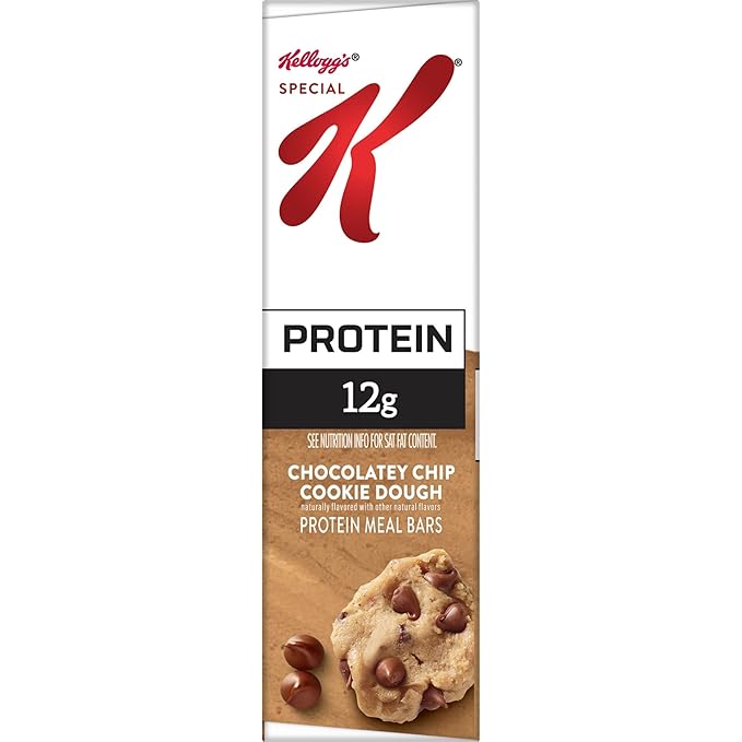 Kellogg's Special K Protein Meal Bars 12g Protein Snacks Meal Replacement Chocolatey Chip Cookie Dough 19oz Box (12 Bars) (Pack of 2)
