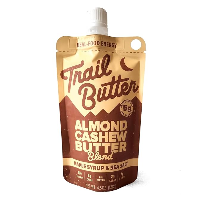 Trail Butter Big Squeeze Nut Butter Energy Pouches 4.5oz (6-Pack) – Real Food Endurance Fuel Protein Snack for Hiking Camping &amp Active Lifestyles – 20g of Protein per Pouch – Maple Syrup &amp